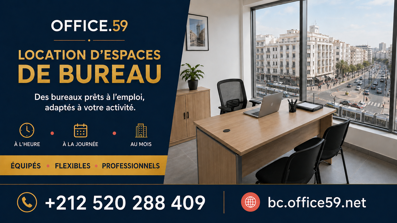 Location d&rsquo;espaces de bureau Office 59 &agrave; Casablanca